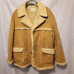 Vtg 70s Fingerhut Fashions Rancher Trucker Shearling Sherpa Coat sz XL 44 USA